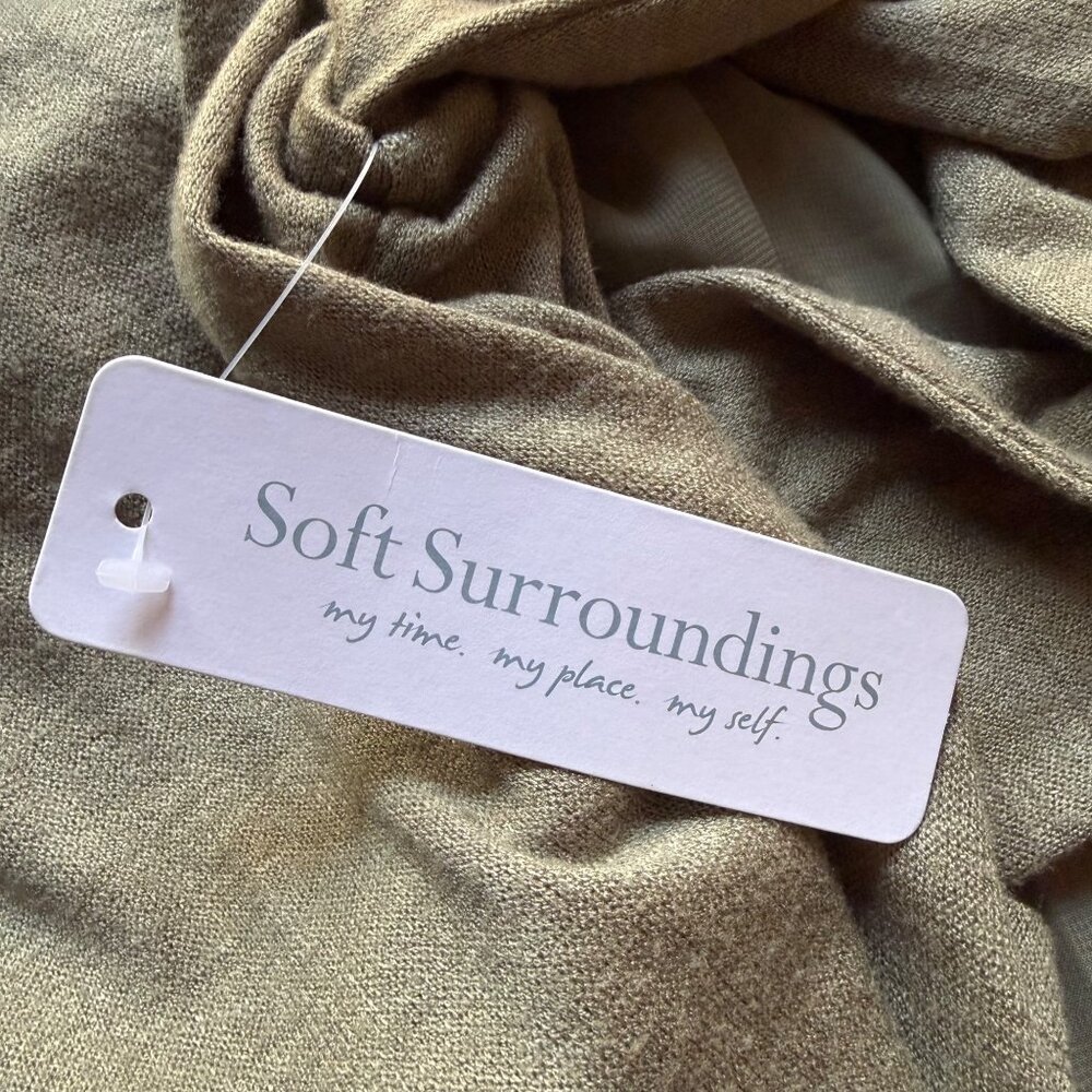 Soft Surroundings Size L NEW Olive Green Cassie Two-Layer Long Sleeve Maxi Dress - Picture 10 of 16